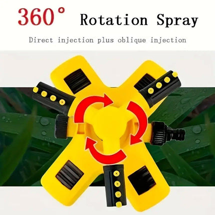 360 Degree Rotating Yellow Sprinkler Automatic Lawn Garden Watering System Villa
