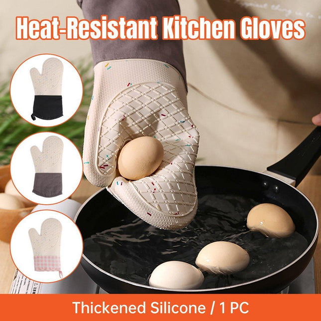 Silicone Oven Mitts Long Heat Resistant Anti-Hot Microwave Insulation Gloves