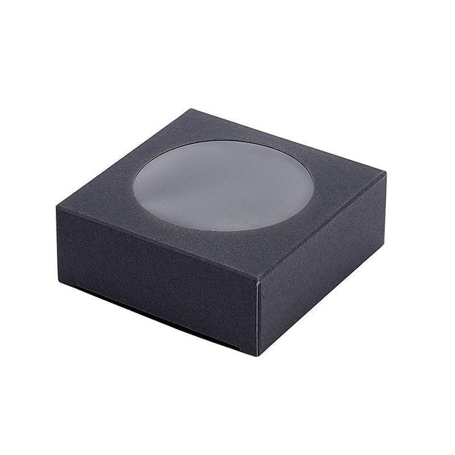 50PCS Handmade Soap Paper Box Round Window Kraft Black White Candy Biscuit Box