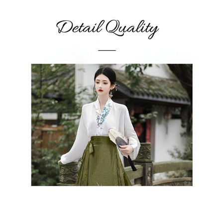 Spring Autumn Hanfu Set for Women Improved Daily Wear Commuting Horse Skirt