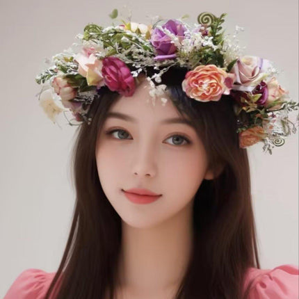 Hawaiian Faux Flower Headband Bridal Wedding Wreath Bridesmaid Hair Accessory