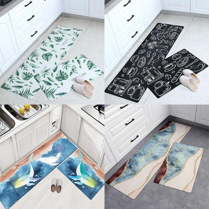 45×150cm Kitchen Mat Non-Slip Waterproof PVC Floor Rug Carpet Anti-Oil Easy Clean - Aimall