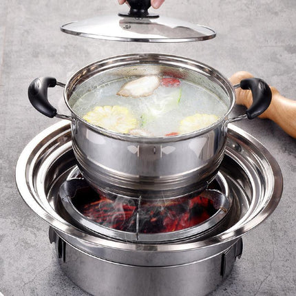 Korean Style Table Charcoal Portable BBQ Grill Camping Outdoor Stainless 40cm - Aimall