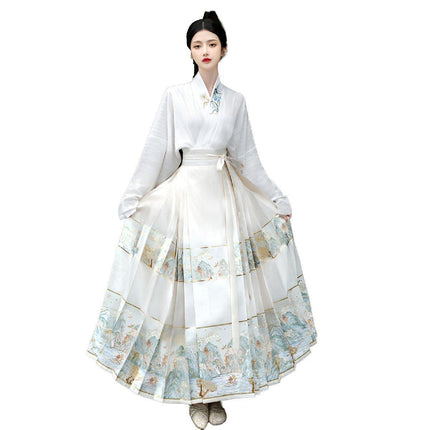 New Chinese Style Hanfu Set Slimming Horse Skirt Daily Wear Fairy Skirt Girls