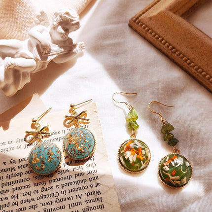 Natural Stone Earrings for Women Simple Vintage Dangle Drop Fashion Jewellery