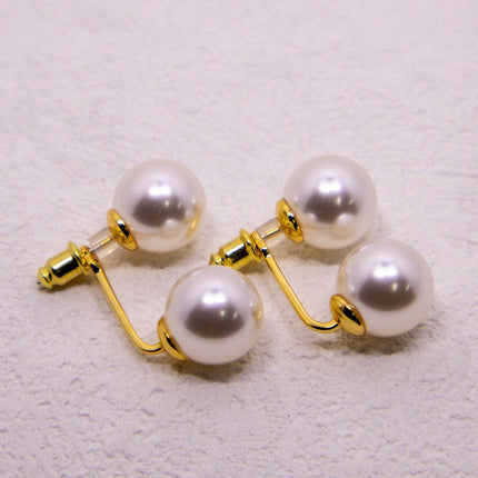 Temperament Double Pearl Stud Earrings Simple Elegant Jewelry for Women Gifts