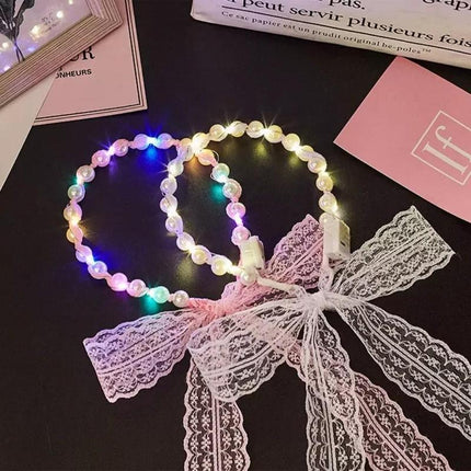 LED Bunny Ears/Angel/Pearl Headband Light Up Headpiece Cute Hair Accessory - Aimall