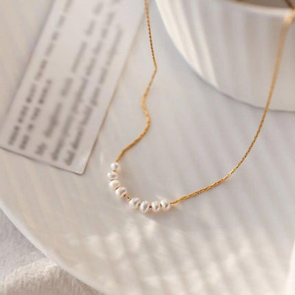 Gold Geometric Pearl Necklace Simple Elegant Temperament Daily Versatile Gift