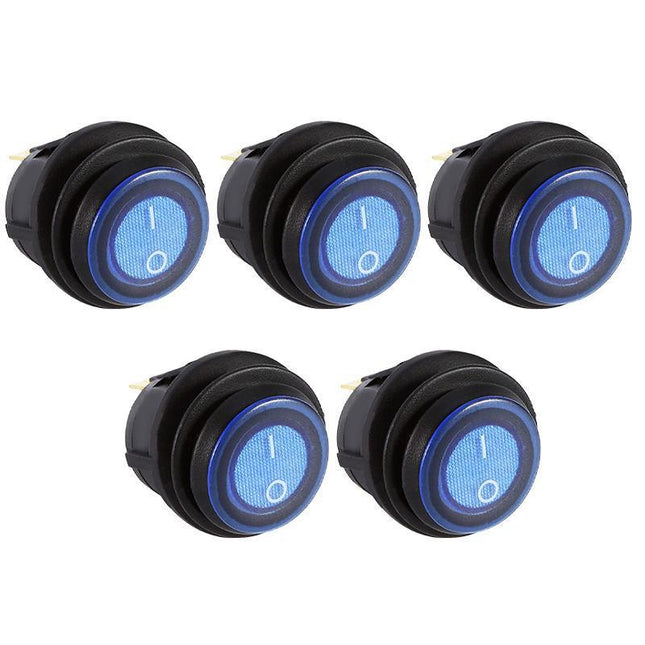 5Pcs/Set 12V 20A Car SPST Auto Marine Boat Round On/Off Rocker Waterproof Switch - Aimall