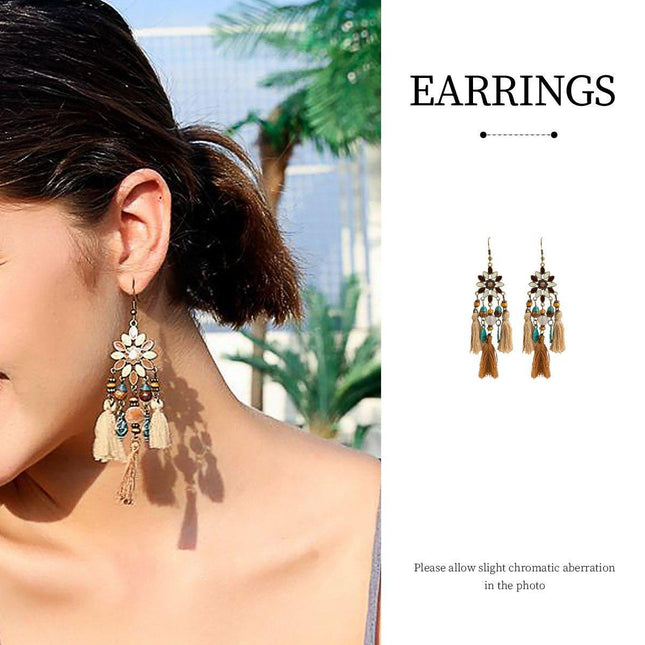 Chic Bohemian Dreamcatcher Tassel Earrings Geometric Design Women Jewelry