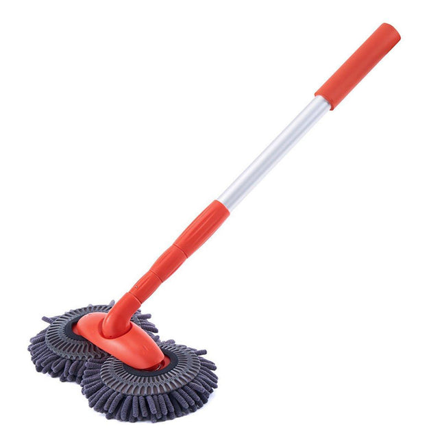 Retractable Double Head Car Cleaning Tool Chenille Wash Mop Rotating Soft Brush