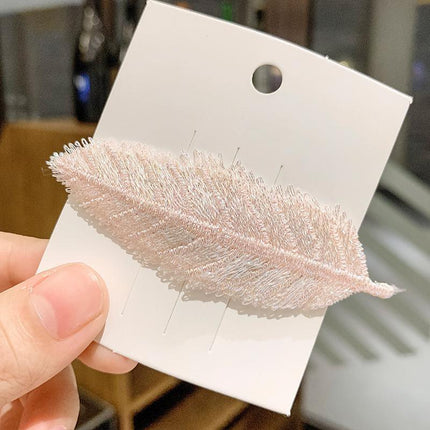 For Women Sweet Leaf Gradient Color Cute Hairpins Barrettes Side Clip Hair Clip - Aimall