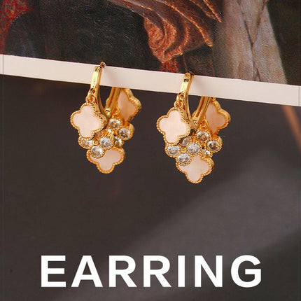 Original Fashion Simple Zircon Four-leaf Clover Earrings Luxury Elegant