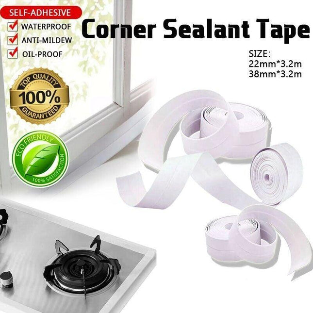 Kitchen Bathroom Sink Sealing Strip Waterproof Tape 3.2M White Easy to Clean White - Aimall