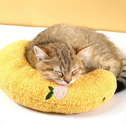 2PCS Plush Pet Pillow Soft Dog Cat Sleeping Bed Moon Shaped Cushion Mat for Pet