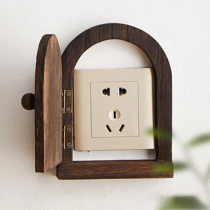 Solid Wood Wall Switch Protector Cover Socket Decorative Frame Masking Cover