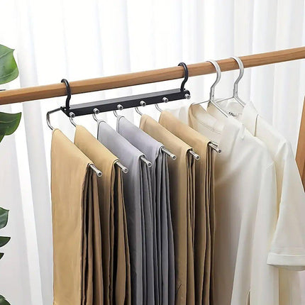 Stainless Steel Multi-Layer Pants Rack Folding Telescopic Anti-Slip Clothes Rack