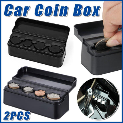 2X Car Coin Holder Portable Mini Change Storage Box Container Organizer Interior