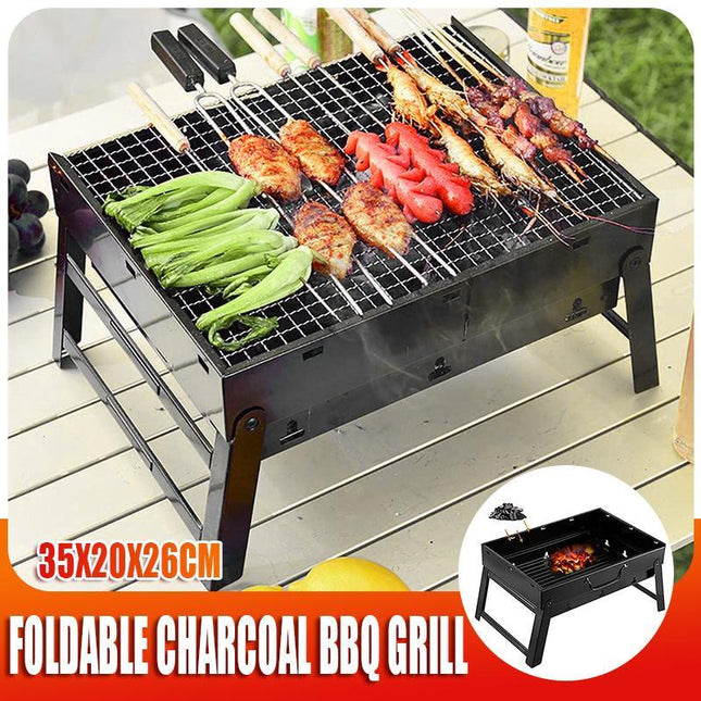 Outdoor Camping Portable & Foldable Charcoal BBQ Grill Hibachi Picnic Barbecue - Aimall