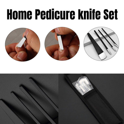 Home Pedicure Knife Set for Callus Removal Dead Skin Peeler Tool with 4 Blades
