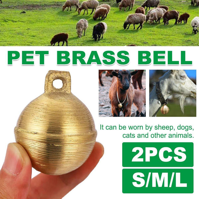 2PCS Small Brass Bell Cow Horse Sheep Grazing Copper Bells Loud Copper Bells Pet