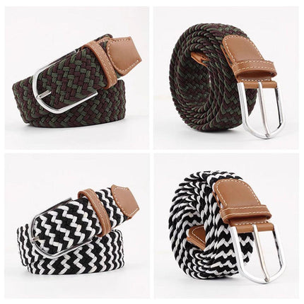 Unisex Braided Belt Casual Canvas Belt Adjustable Stretch Belt for Men Women