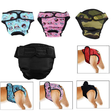 Washable Female Pet Dog Cat Nappy Diaper Physiological Pants Panties Underwear Black - Aimall