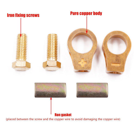 2 Pairs Cable Clamp Battery Clips Car Positive Negative Pure Copper Terminals