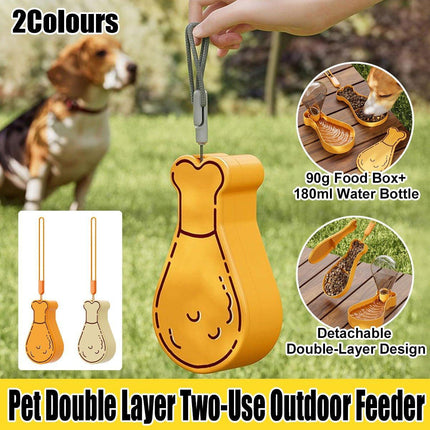 Portable Pet Water Bottle Outdoor Feeder Dual Purpose Drinking Travel Use