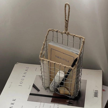 Wire Woven Storage Basket for Home Organization Sundry Basket Decorative Storage