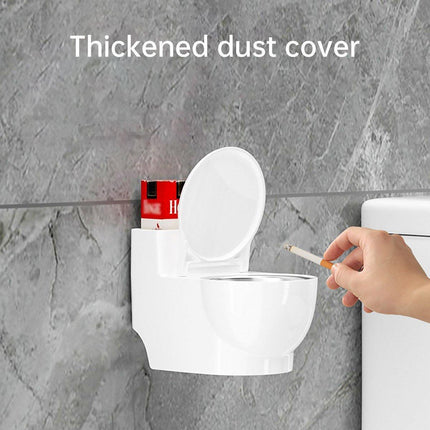 Decorative Ashtray Toilet-shaped Wall-mounted with Lid for Home Bathroom Hanging