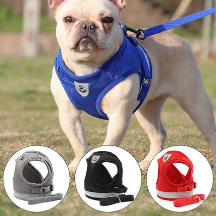 Reflective Dog Cat Pet Harness Leash Puppy Soft Adjustable Vest Mesh Clothes L - Aimall