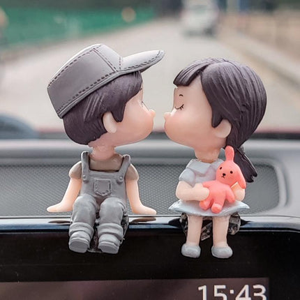 New Fashion Car Dashboard Lovely Couple Girl Boy Good Luck Ornament Auto Decor - Aimall