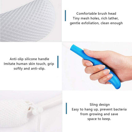 Long Handle Bath Brush Sponge Back Scrubber for Shower Adult Body Cleaning Tool