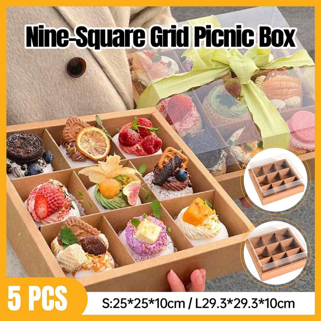 5PCS Kraft Paper Lunch Boxes Picnic Camping Food Containers Bento Sushi Packing
