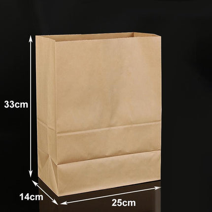 500PCS Kraft Food Paper Bags Brown Flat Bottom Lunch Bags Party Favour Bag - Aimall