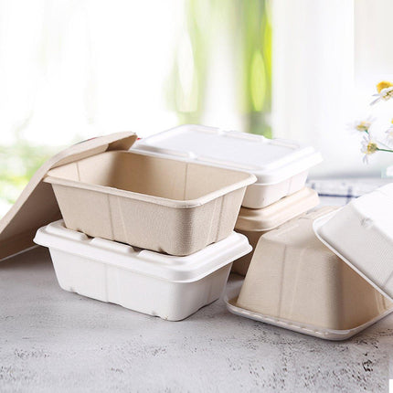 50PCS Square Disposable Lunch Box Thickened Takeout Salad Bowl Natural Colour