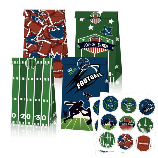 2set Football Touchdown Sports Game Party Candy Gift Kraft Paper Bags Birthday