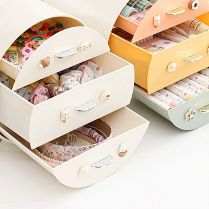 Large Multi-functional Makeup Storage Organizer Rabbit Decor Drawer Cosmetic Box