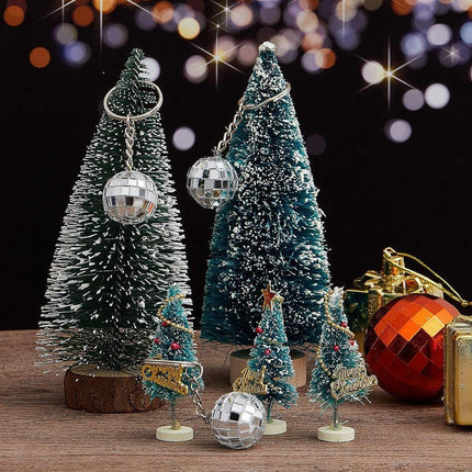 12PCS Disco Laser Ball Pendant Small Silver Bag Pendant Keychain Party Favors