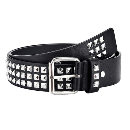2PCS Square Rivet Belt Punk Style Jeans Waist Belt for Men and Women Fashion