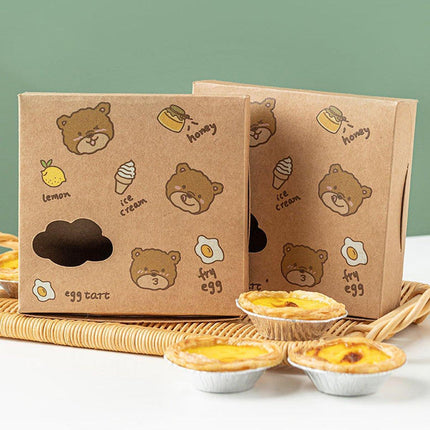 40PCS Cute Egg Tart Paper Boxes for Bakery Packaging Desserts Pastry Cupcakes