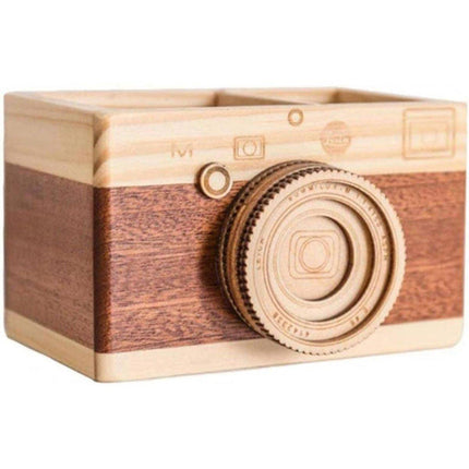 Vintage Wooden Camera Pen Holder Handmade Retro Gift Box Graduation Souvenir