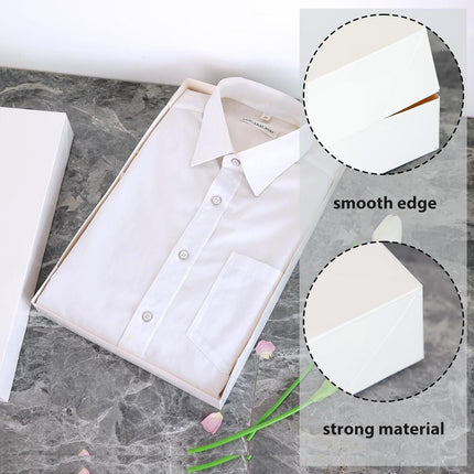 Premium Shirt Packaging Boxes 350g White Cardboard 2Sizes Easy Storage Flat Pack