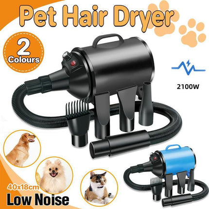 Pet Hair Dryer Dog Cat Grooming Blow Speed Hairdryer Blower Heater 2100W - Aimall