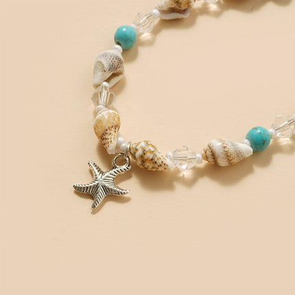 Sea Shell Conch Starfish Anklet Necklace Set for Women Beach Jewelry Gift