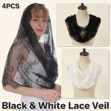 4PCS Women Ladies Lace Floral Head Scarf Summer Shawl Breathable
