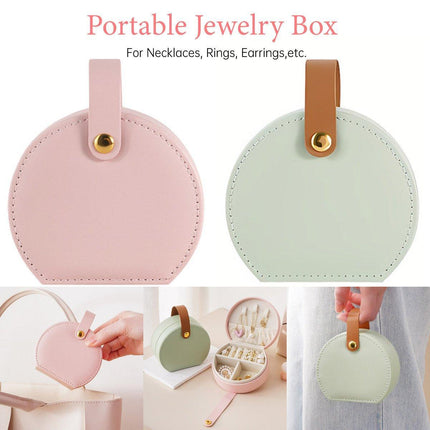 Small Portable Leather Jewelry Box Travel Case for Necklace Ring Earring Storage