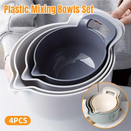 4pcs Salad Bowls with Handles Vegetable and Fruit Snack Serving Plates Durable