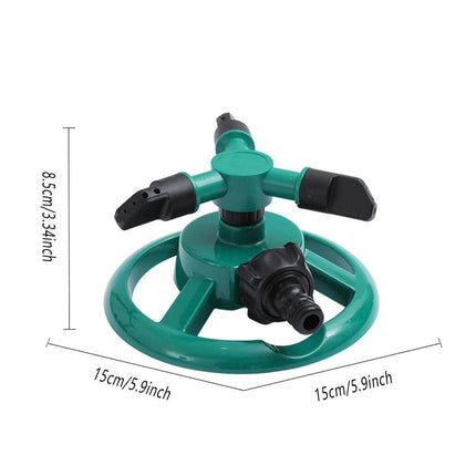 Small Disc Sprinkler 360 Degree Rotating Garden Sprayer Three Prong Spray Water